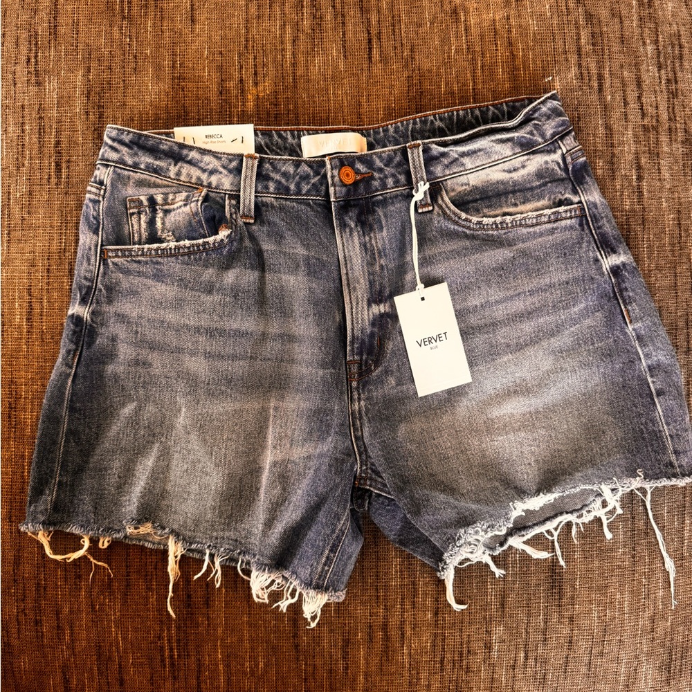 Vervet Women's Distressed Gray Denim Shorts